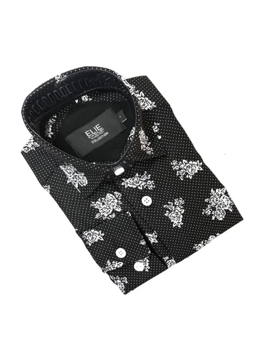 Мужская рубашка-поло с длинным рукавом, slim fit Elie Balleh — изображение 3 из 5, черный
