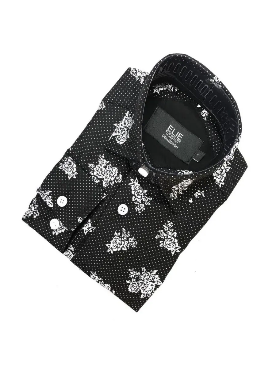 Мужская рубашка-поло с длинным рукавом, slim fit Elie Balleh — изображение 5 из 5, черный