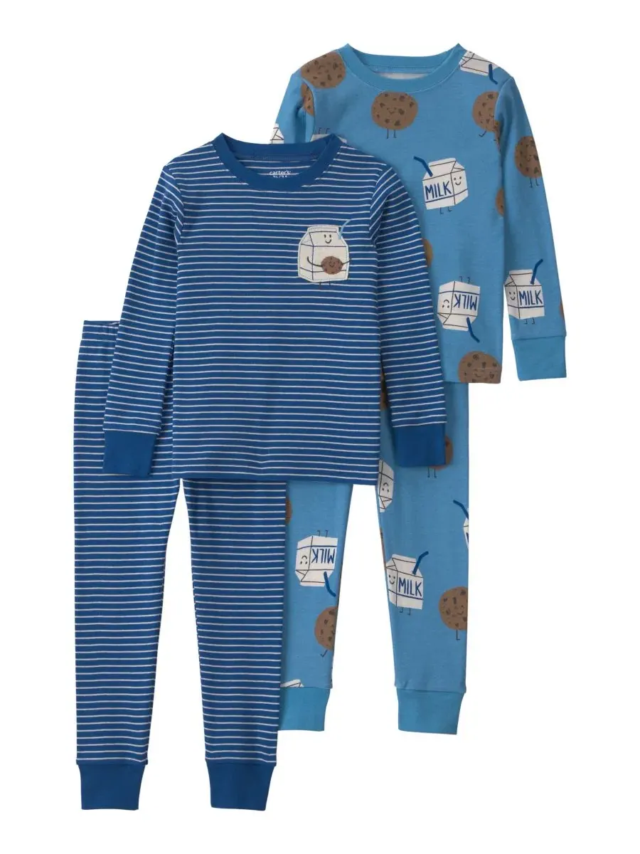 Комплект пижам из хлопка с длинным рукавом, 4 предмета, Milk and Cookies Carter's
