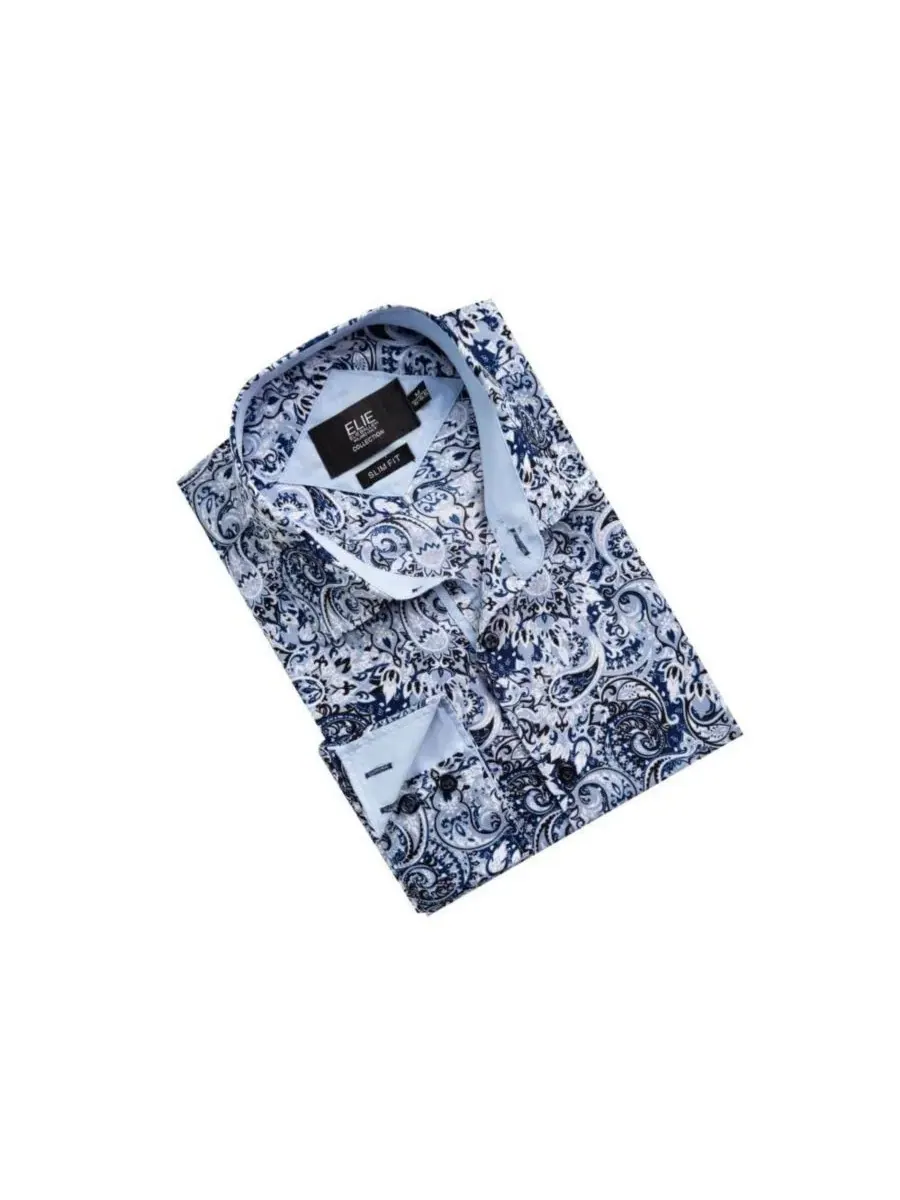 Мужская рубашка с принтом Paisley, Slim Fit Elie Balleh — изображение 4 из 4, синий