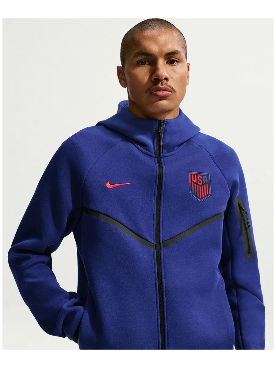 Худи-ветровка с флисом Nike — изображение 2 из 5, глубокий синий/красный