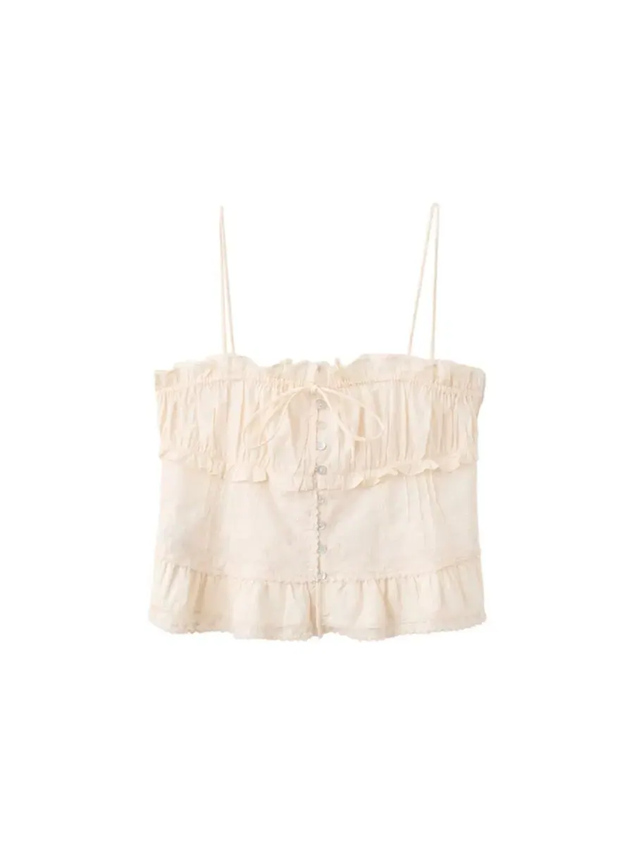 Топ-кроп с вышивкой и квадратным вырезом, модель Women's Embroidered Cropped Square-Neck Cami Top