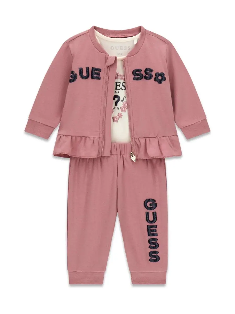Комплект из 3 предметов: куртка на молнии, боди и брюки с вышитым логотипом GUESS