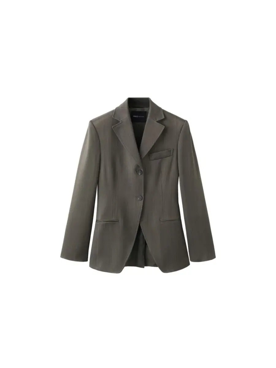 Женский приталенный жакет в елочку, модель Herringbone Fitted Blazer MANGO