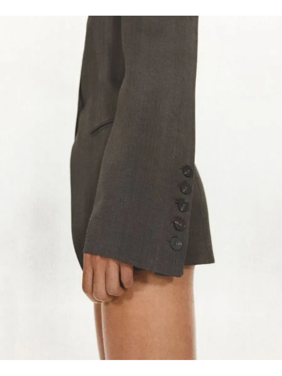 Женский приталенный жакет в елочку, модель Herringbone Fitted Blazer MANGO — изображение 6 из 9, черный