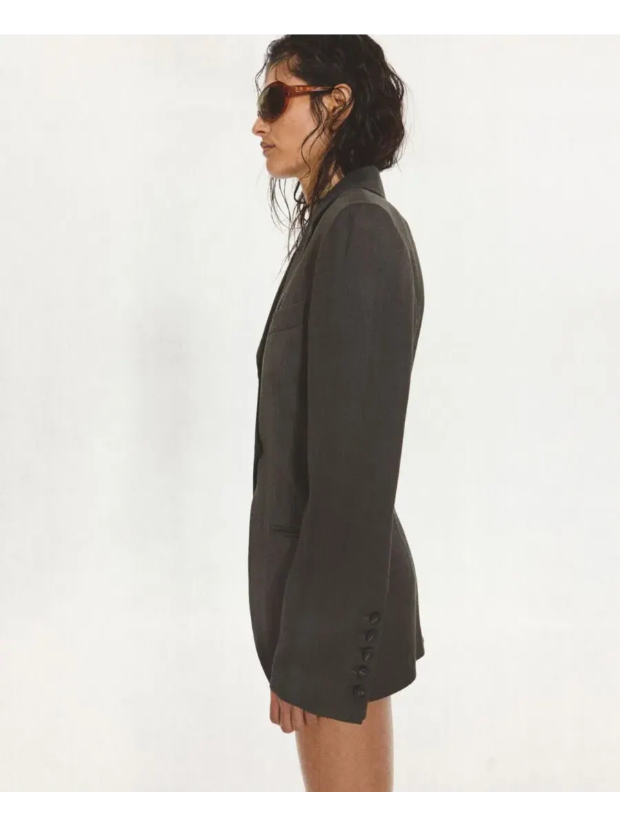 Женский приталенный жакет в елочку, модель Herringbone Fitted Blazer MANGO — изображение 9 из 9, черный