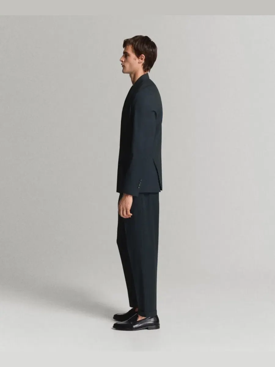 Брюки классические прямого кроя Boston Regular-Fit MANGO — изображение 3 из 6, темно-синий