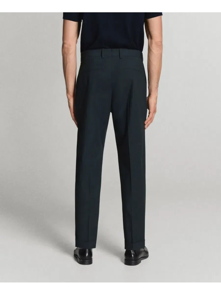 Брюки классические прямого кроя Boston Regular-Fit MANGO — изображение 5 из 6, темно-синий
