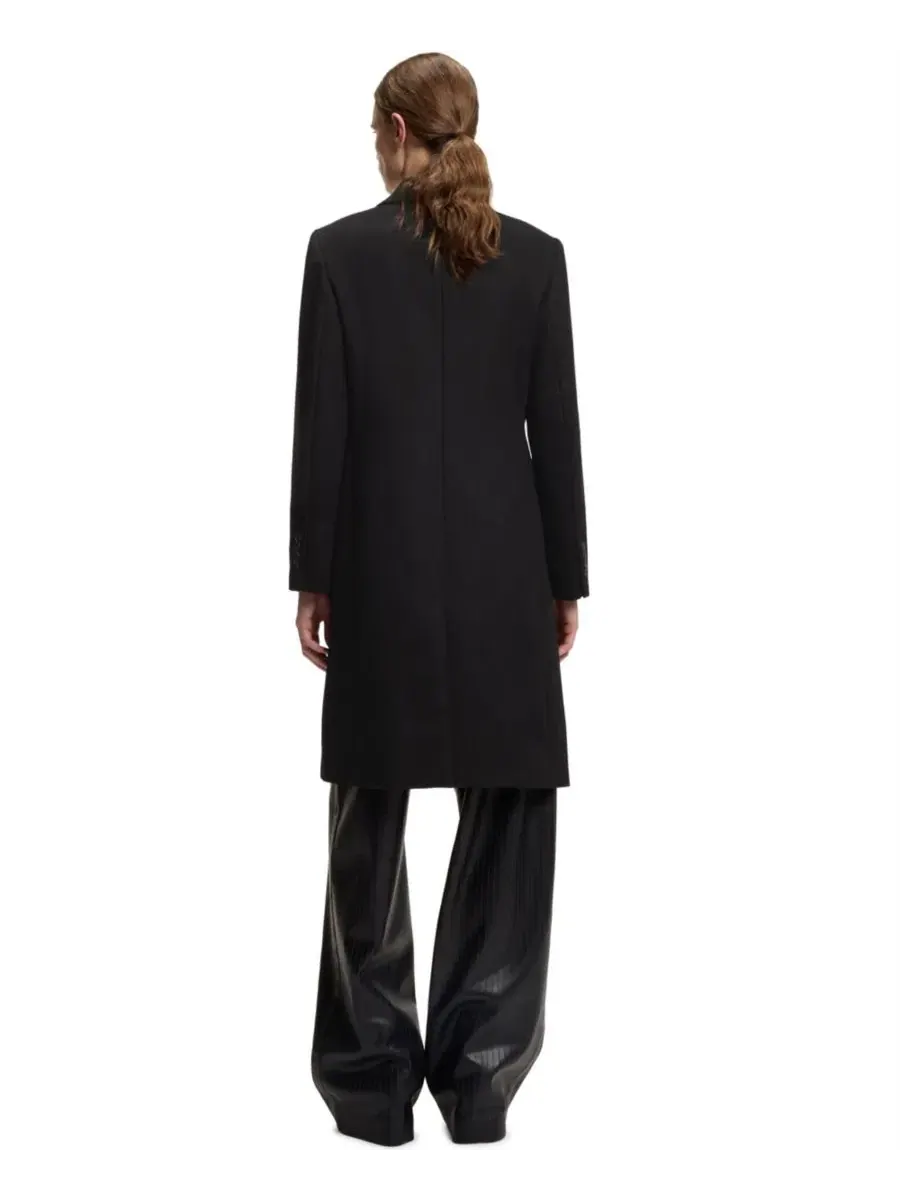 Пальто женское шерстяное с лацканами, модель Peak Lapels Hugo Boss — изображение 2 из 6, черный