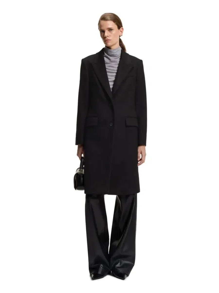Пальто женское шерстяное с лацканами, модель Peak Lapels Hugo Boss — изображение 4 из 6, черный