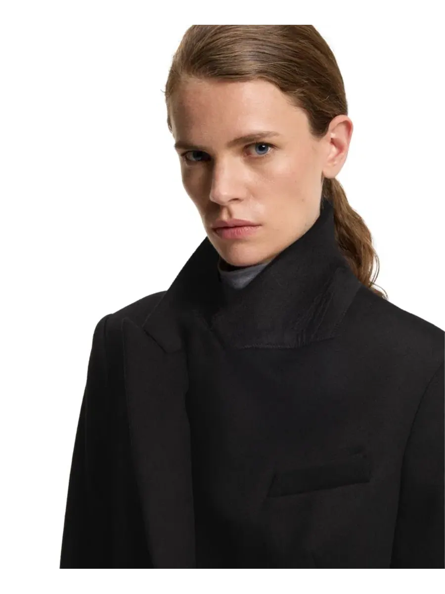 Пальто женское шерстяное с лацканами, модель Peak Lapels Hugo Boss — изображение 5 из 6, черный