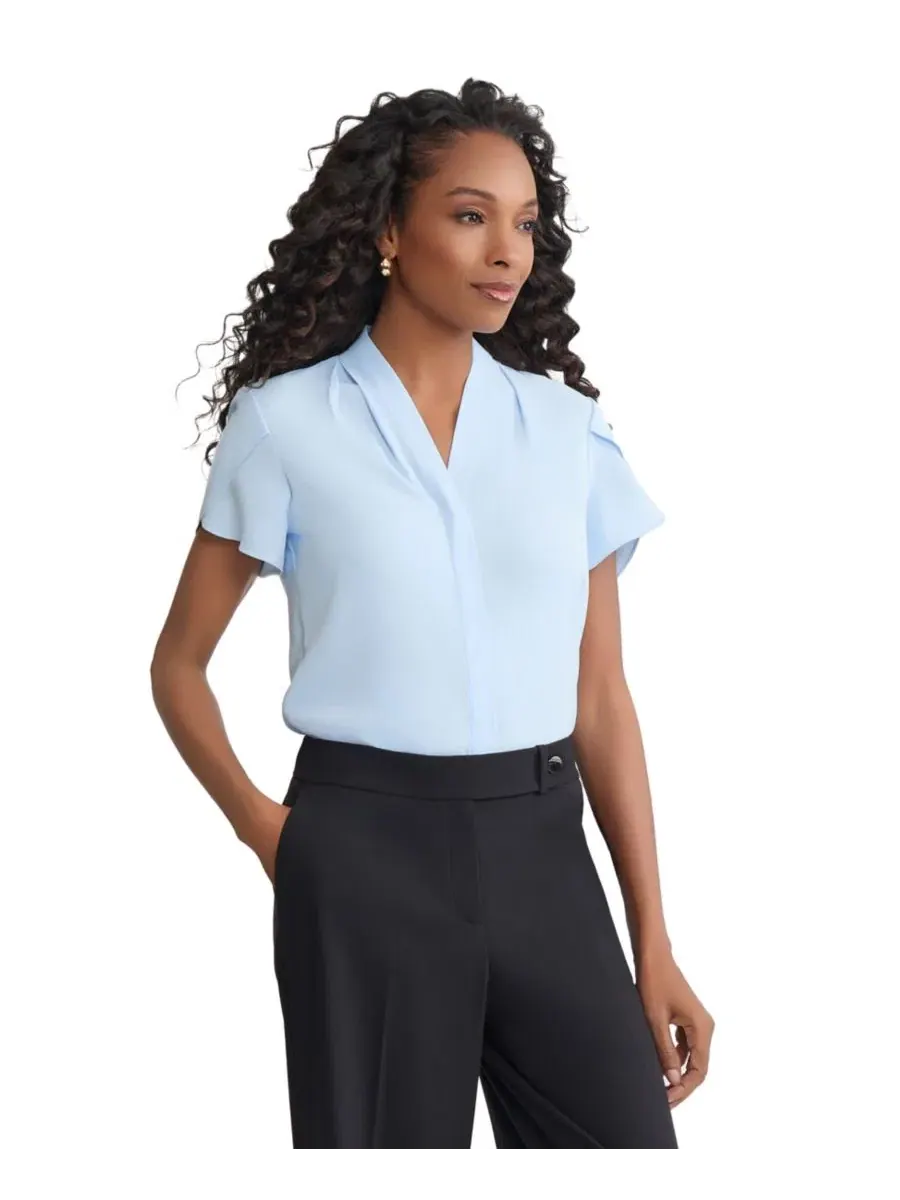 Блуза с V-образным вырезом Jones New York, Light Oxford — изображение 2 из 4