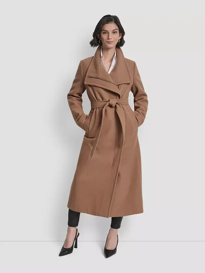 Женское асимметричное пальто-кокон с отложным воротником Dkny
