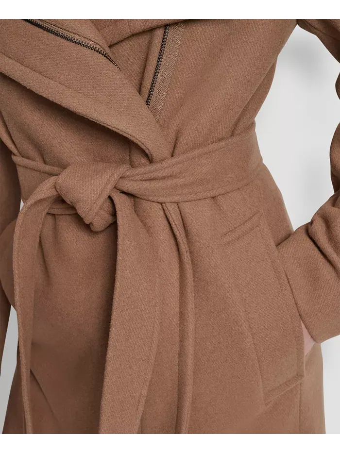 Женское асимметричное пальто-кокон с отложным воротником Dkny — изображение 7 из 8, коричневый