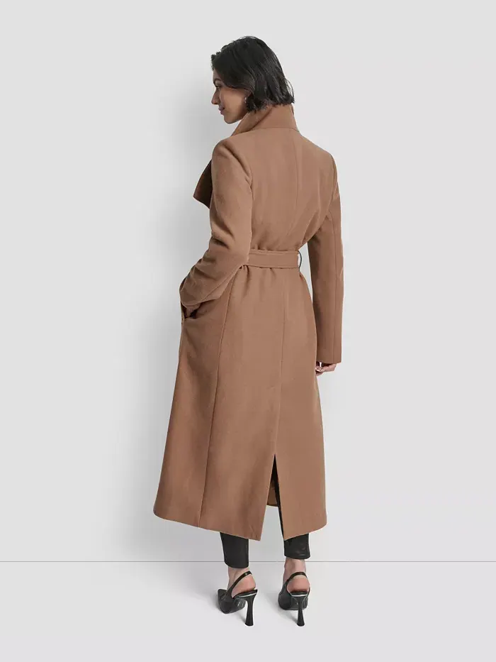 Женское асимметричное пальто-кокон с отложным воротником Dkny — изображение 8 из 8, коричневый