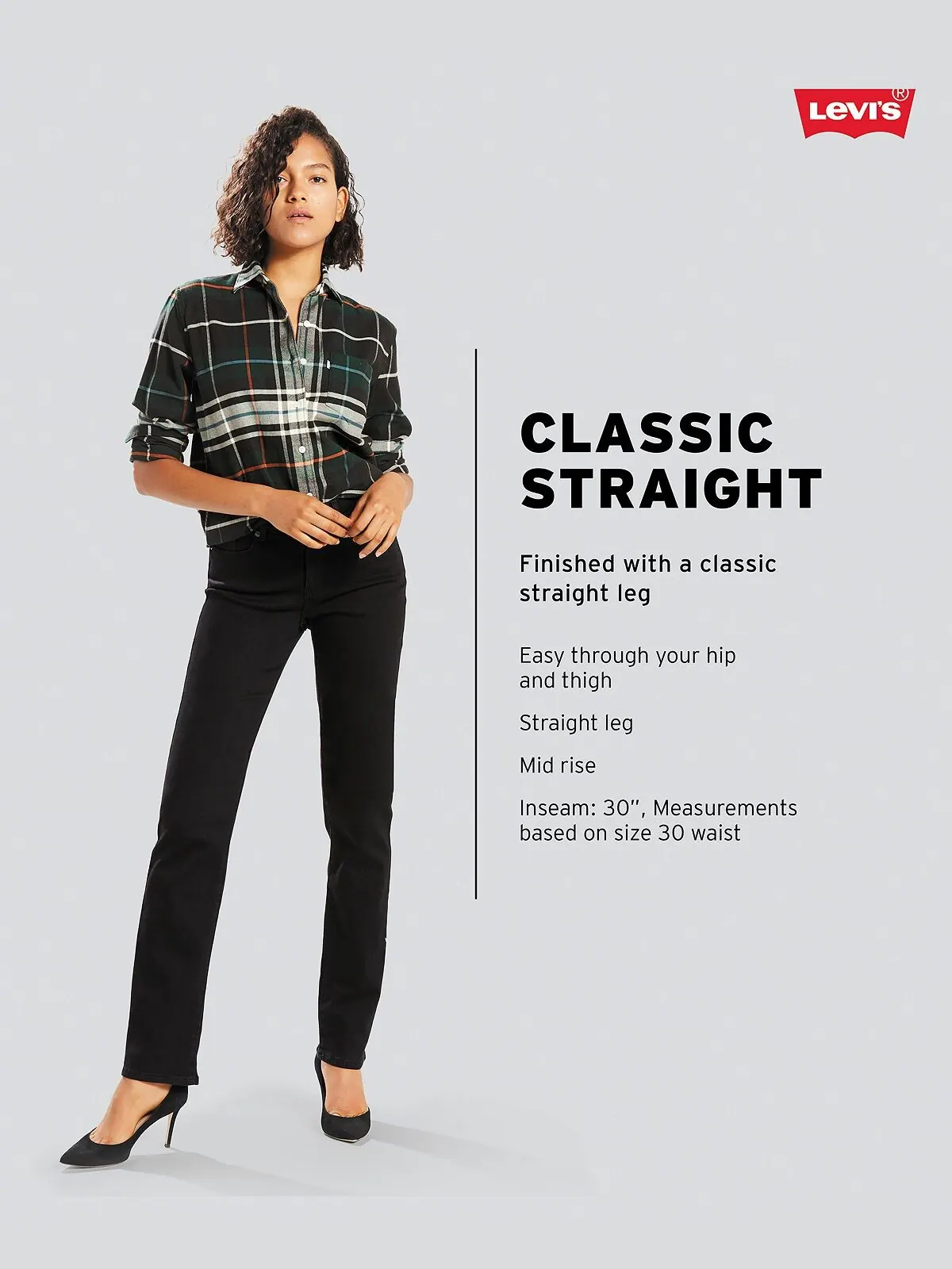 Женские джинсы Levi's Classic Mid-Rise Straight-Leg — изображение 8 из 8, черный
