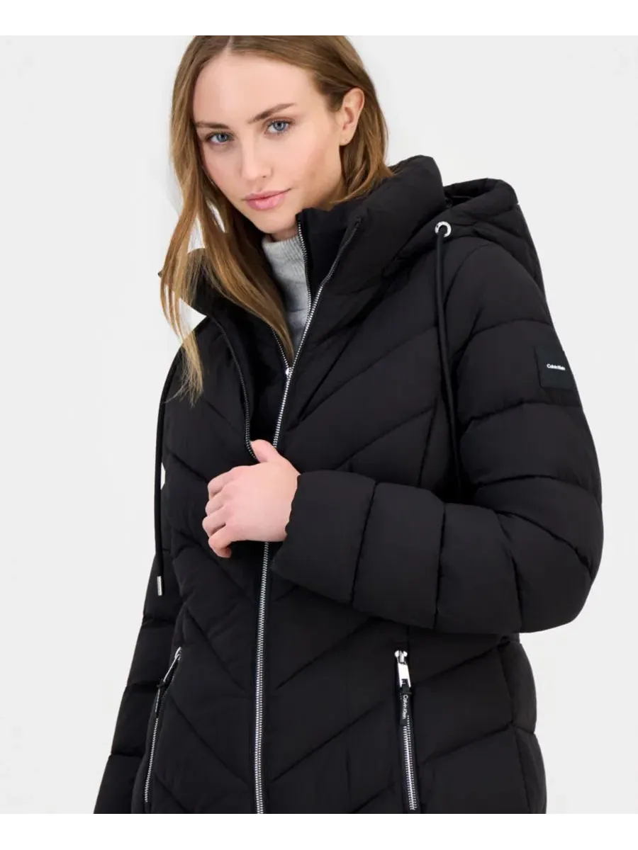 Укороченное пуховик-парка с капюшоном Calvin Klein — изображение 3 из 3, черный
