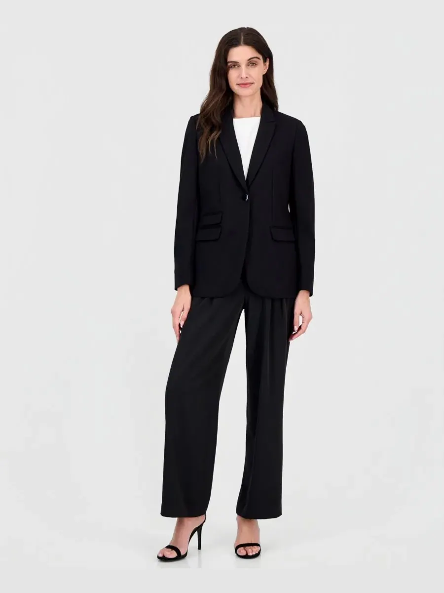 Пиджак однобортный с тремя карманами Anne Klein — изображение 3 из 4, черный мульти
