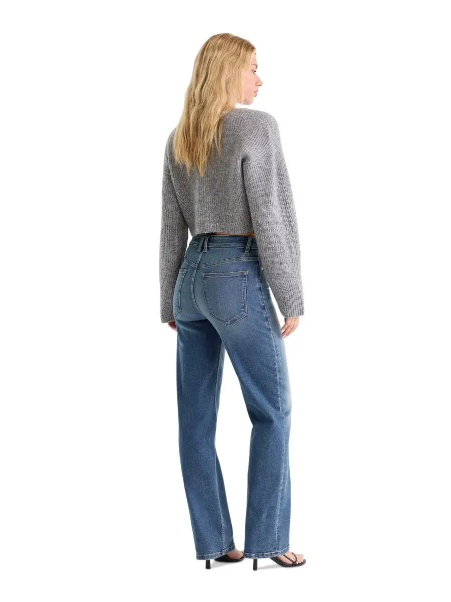 Джинсы прямого кроя с высокой посадкой Good True Straight High-Rise Straight-Leg Jeans Good American — изображение 5 из 6