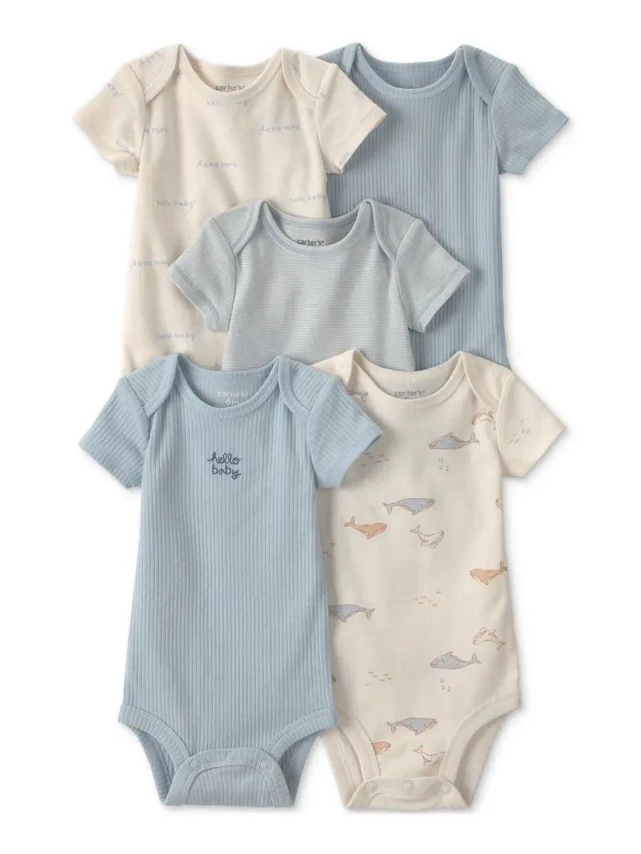 Комплект боди с коротким рукавом, с морским принтом и вышивкой Hello Baby, 5 предметов Carter's