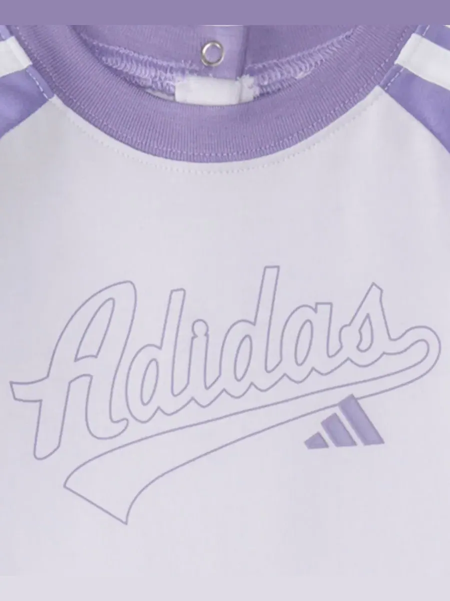 Детский комбинезон с длинным рукавом, хлопковый, с принтом adidas — изображение 3 из 3, фиолетовый