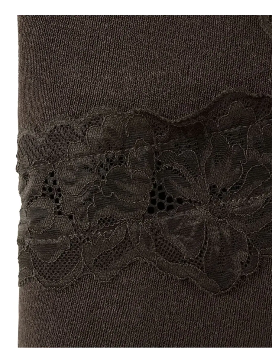 Женский топ-кроп с кружевными аппликациями, без рукавов, модель Lace Fine-Knit MANGO — изображение 5 из 5, шоколад