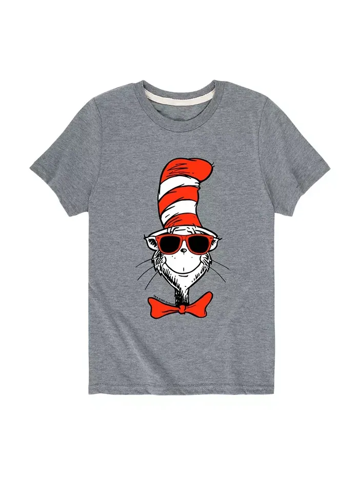 Футболка с принтом "Кот в шляпе" для мальчиков Toddler Boys Cat In the Hat Graphic T-Shirt Dr. Seuss — серый