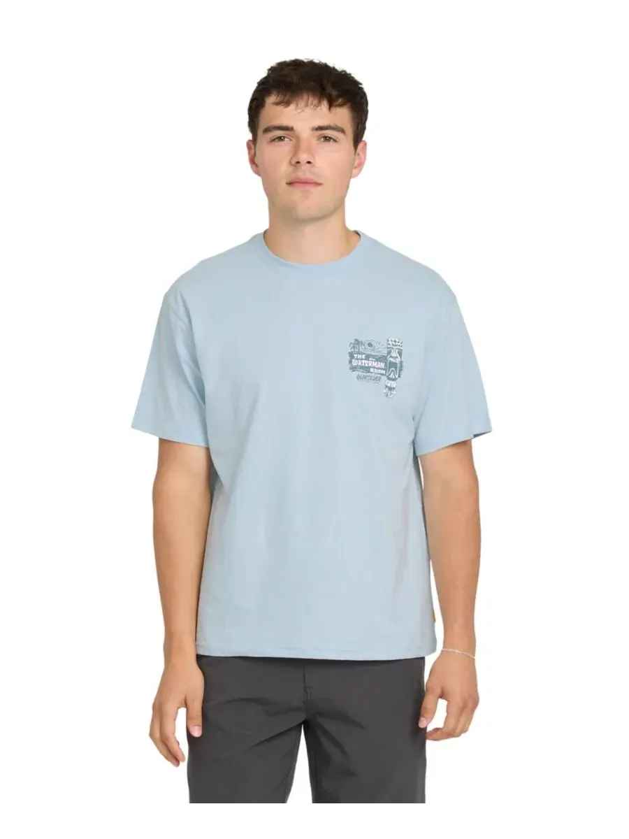 Мужская классическая футболка с коротким рукавом Quiksilver Room Quiksilver Waterman — изображение 2 из 3, голубой