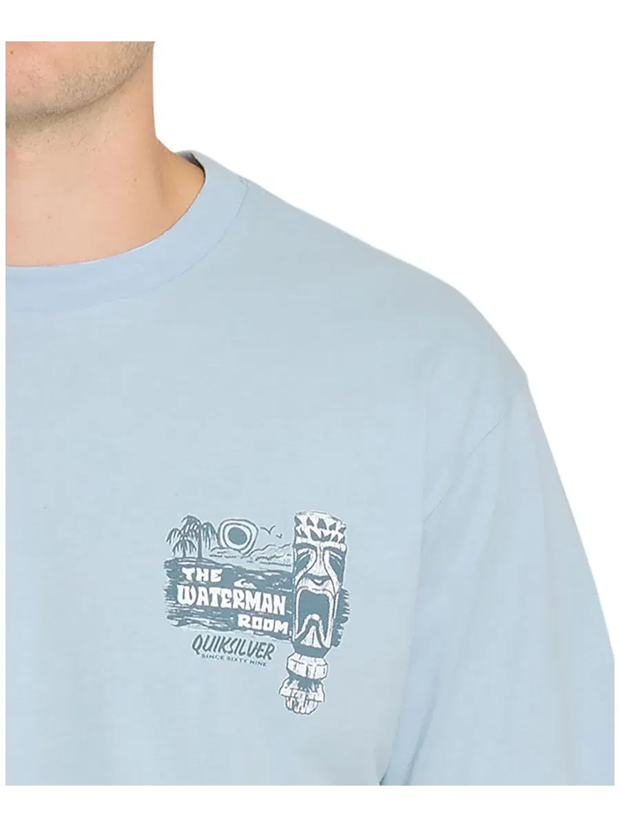 Мужская классическая футболка с коротким рукавом Quiksilver Room Quiksilver Waterman — изображение 3 из 3, голубой