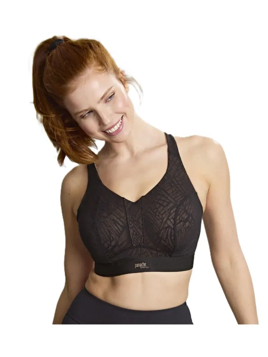 Спортивный бюстгальтер с высокой поддержкой, без поролона, Endurance Panache Lingerie — черный