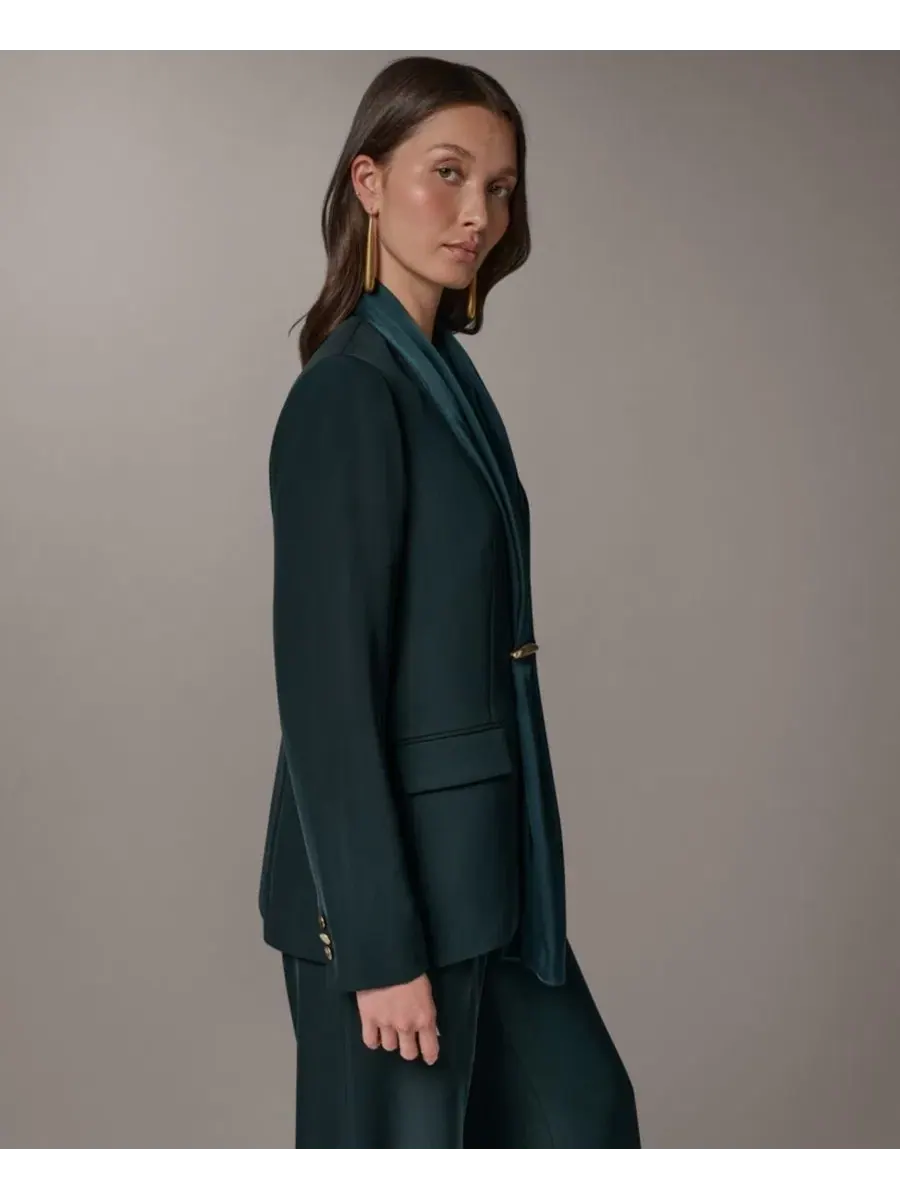 Женский блейзер с шарф-воротником Donna Karan New York — изображение 3 из 11, черный