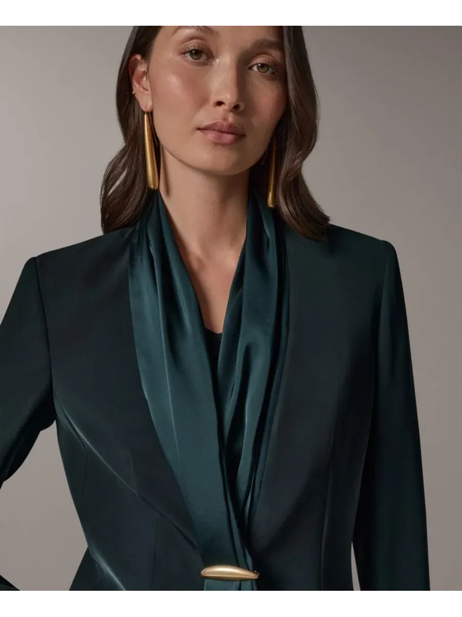 Женский блейзер с шарф-воротником Donna Karan New York — изображение 4 из 11, черный