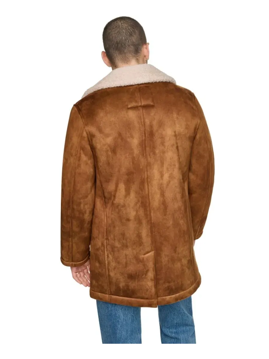 Пальто-косуха из искусственного меха с воротником-шалью Levi's — изображение 4 из 4, коричневый