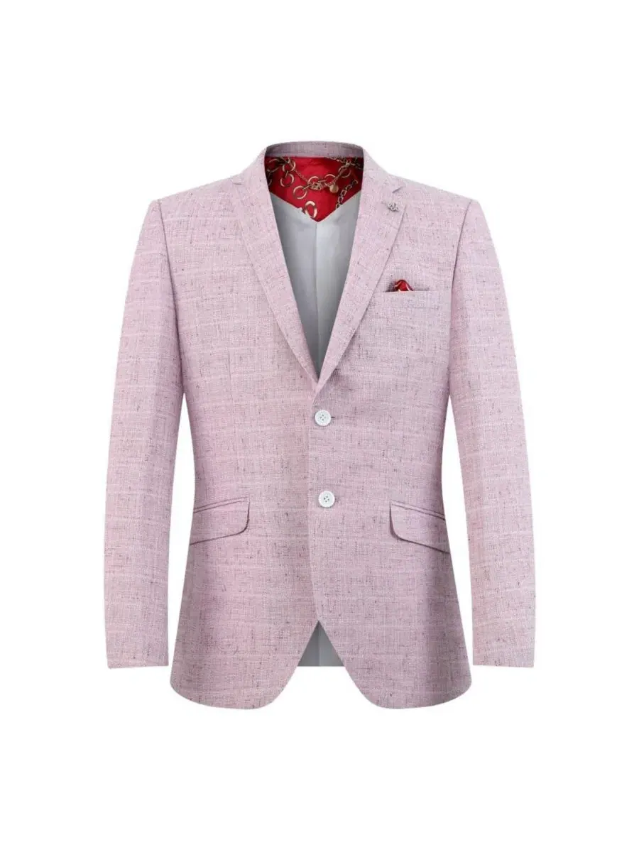 Пиджак спортивный с мелкой текстурой, Slim Fit Elie Balleh — изображение 3 из 5, розовый