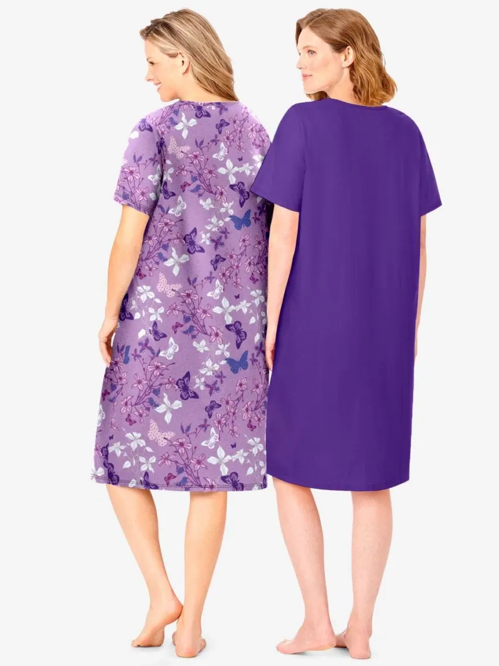 Комплект ночных рубашек с коротким рукавом Dreams & Co., Plum Burst Floral Butterfly — изображение 2 из 3