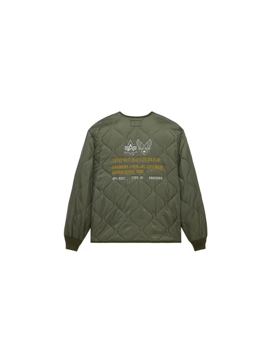 Мужская куртка-бомбер с утеплением, свободного кроя, модель ALS/92 Relaxed Deco Liner Alpha — изображение 3 из 3, зеленый