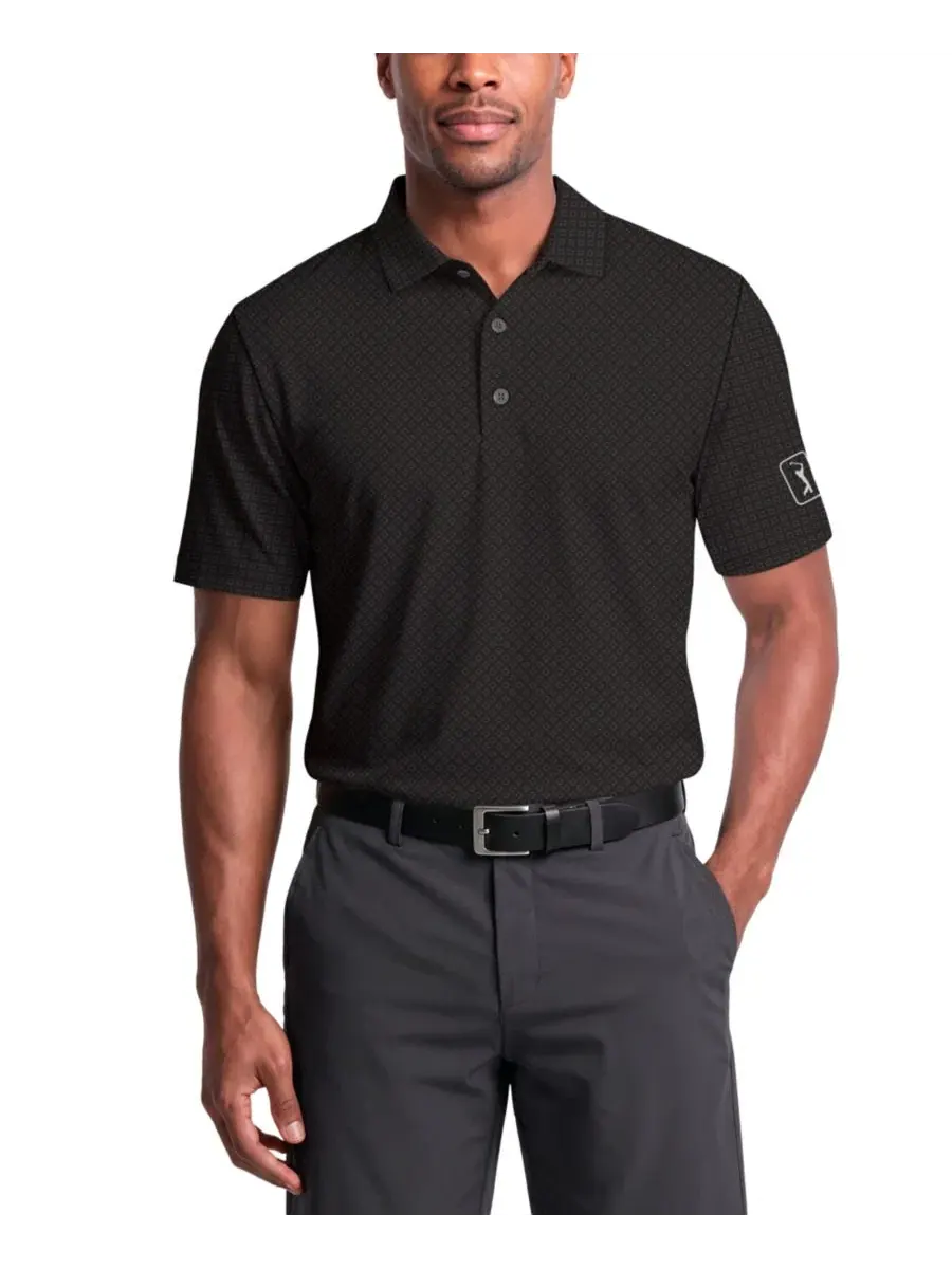 Мужское поло для гольфа с геометрическим принтом Essential Geo Print PGA TOUR — изображение 1 из 3, бежевый