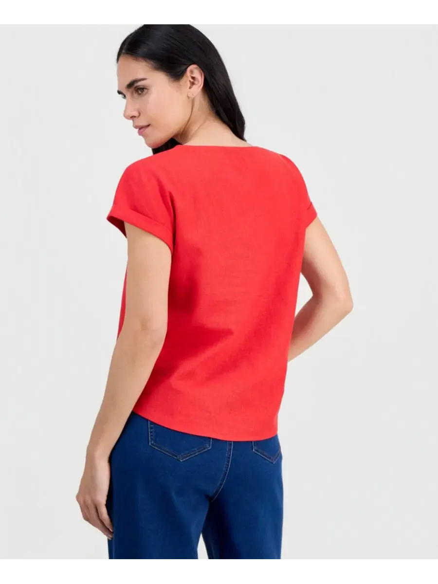 Блузка с лодочкой и коротким рукавом, модель Petite Boat-Neck Short-Sleeve Blouse Jones New York — изображение 3 из 4
