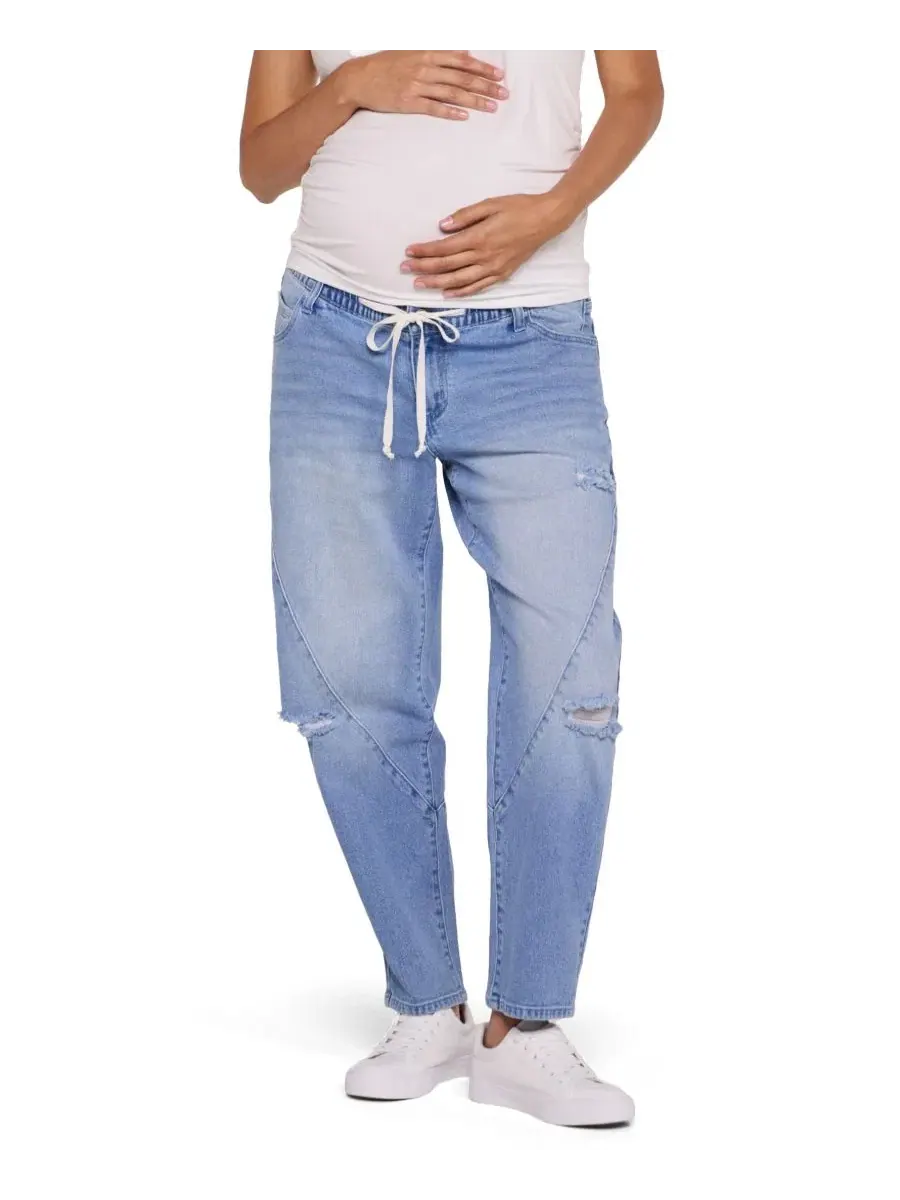 Джинсы свободного кроя с завязкой для беременных Motherhood Maternity, Moni Wash