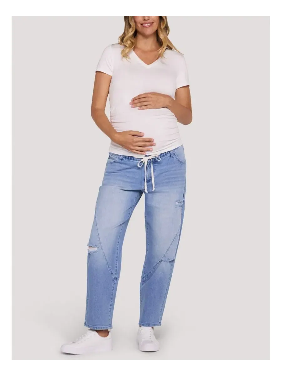 Джинсы свободного кроя с завязкой для беременных Motherhood Maternity, Moni Wash — изображение 4 из 5