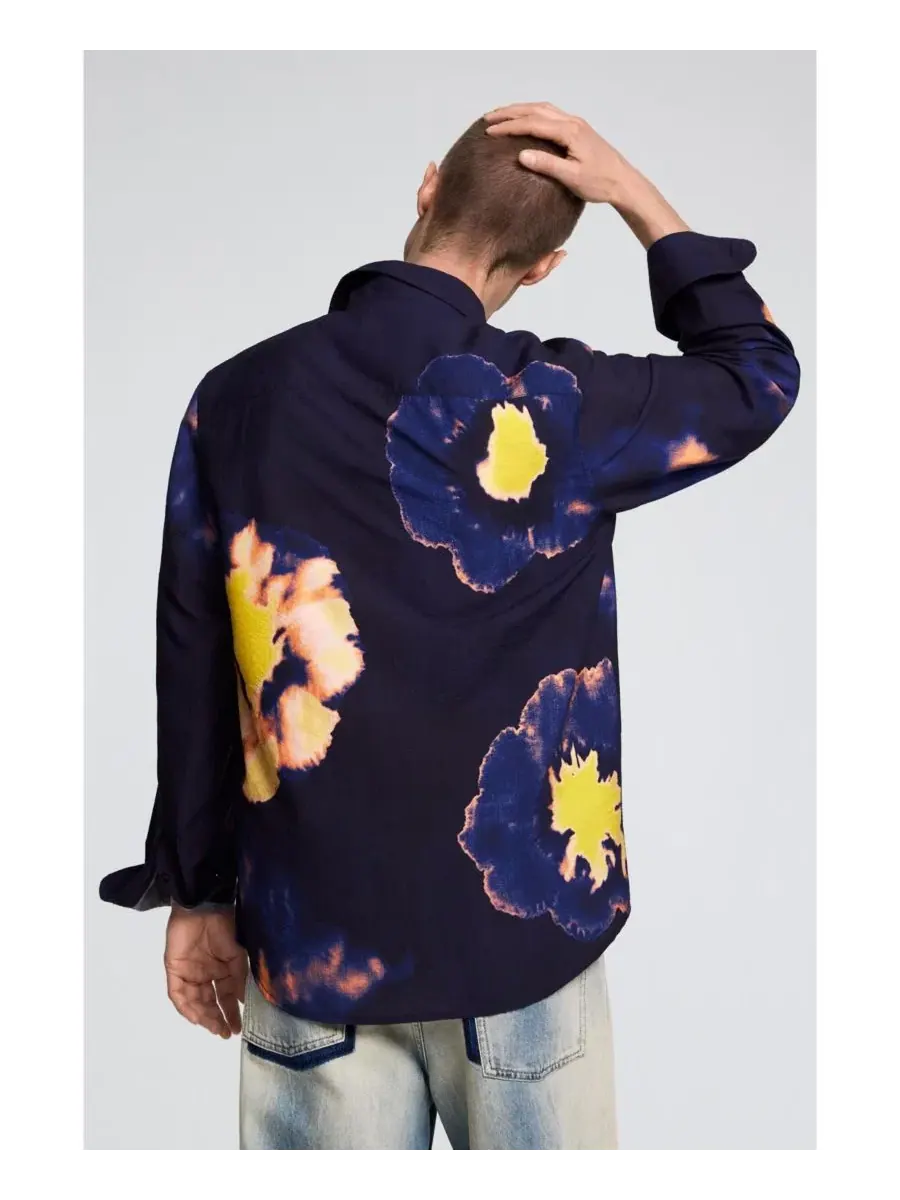Мужская рубашка с длинным рукавом, с принтом Desigual — изображение 4 из 5, черный