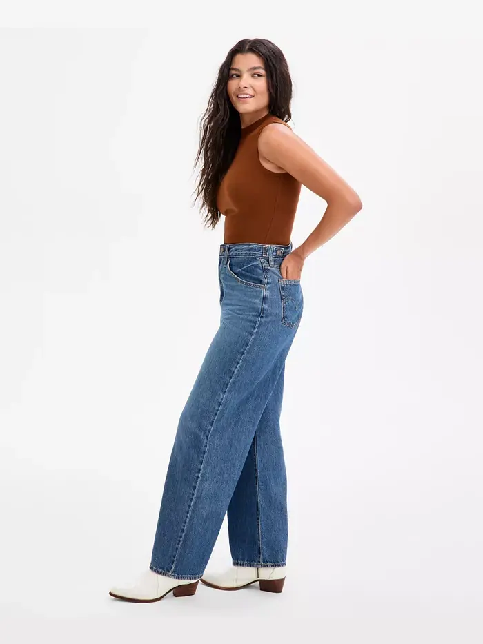 Женские мешковатые джинсы с затягивающейся талией, легкие Levi's — изображение 5 из 5, синий
