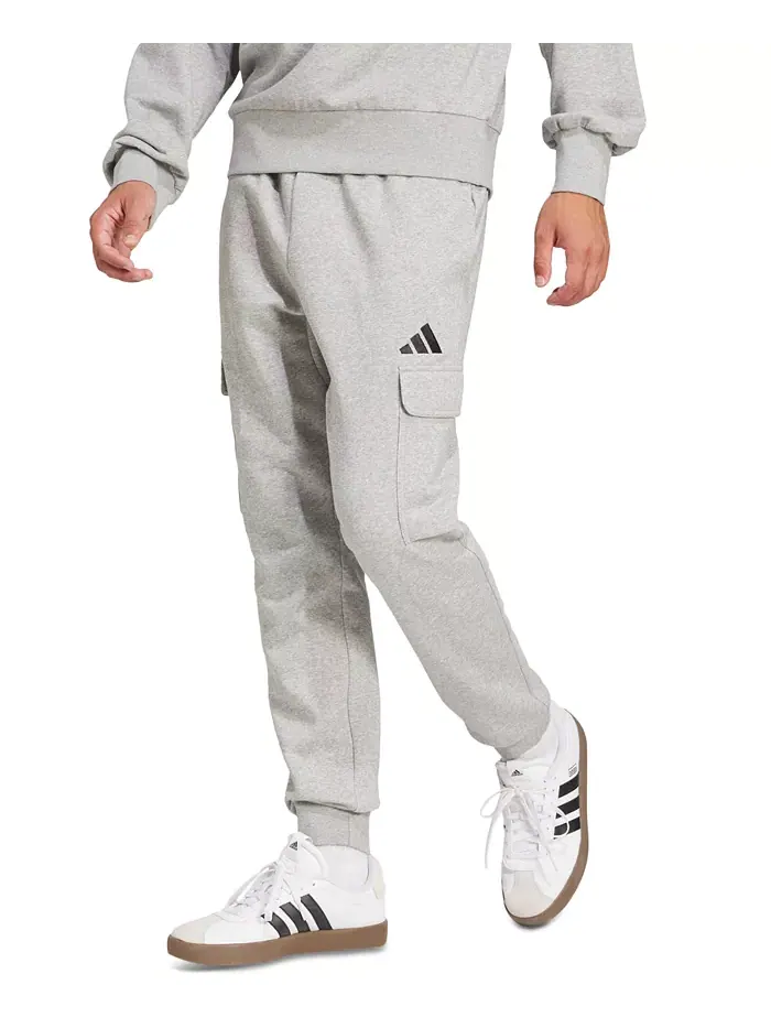Мужские флисовые брюки-карго Essentials Adidas — изображение 1 из 2, серый