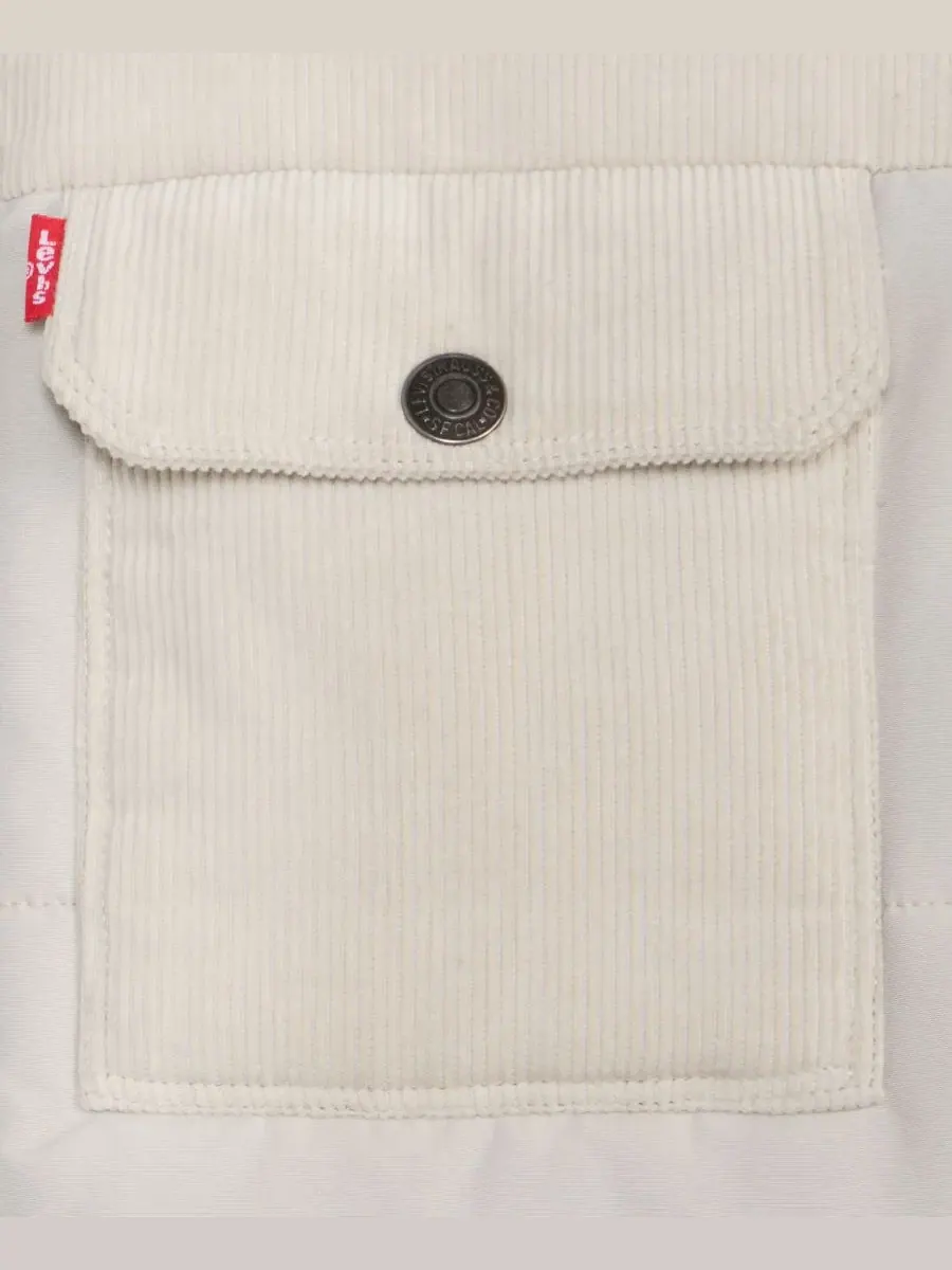 Мужская куртка-пуховик с воротником из вельвета Mixed-Media Levi's — изображение 7 из 7, белый