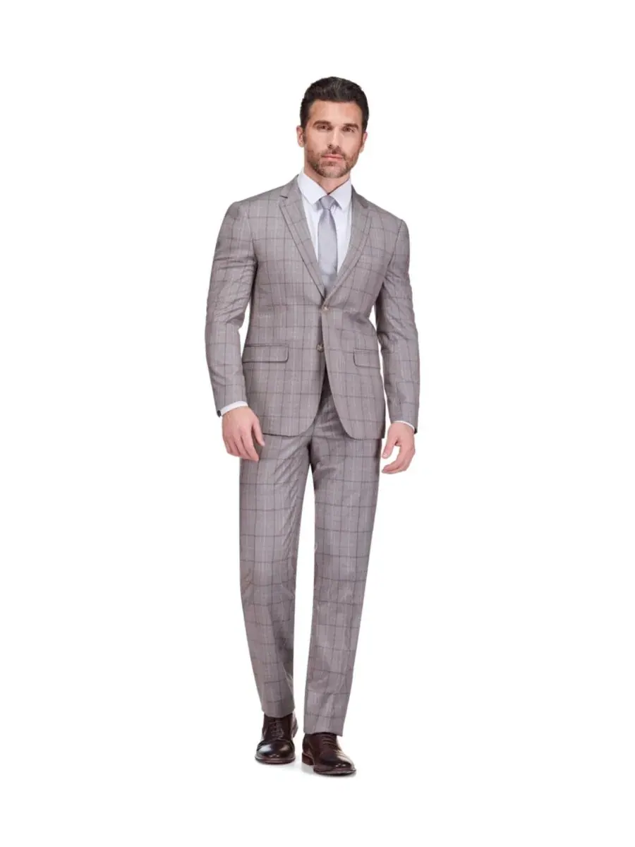 Костюм-двойка Slim Fit с принтом в клетку, модели Performance Stretch Plaid Gino Vitale