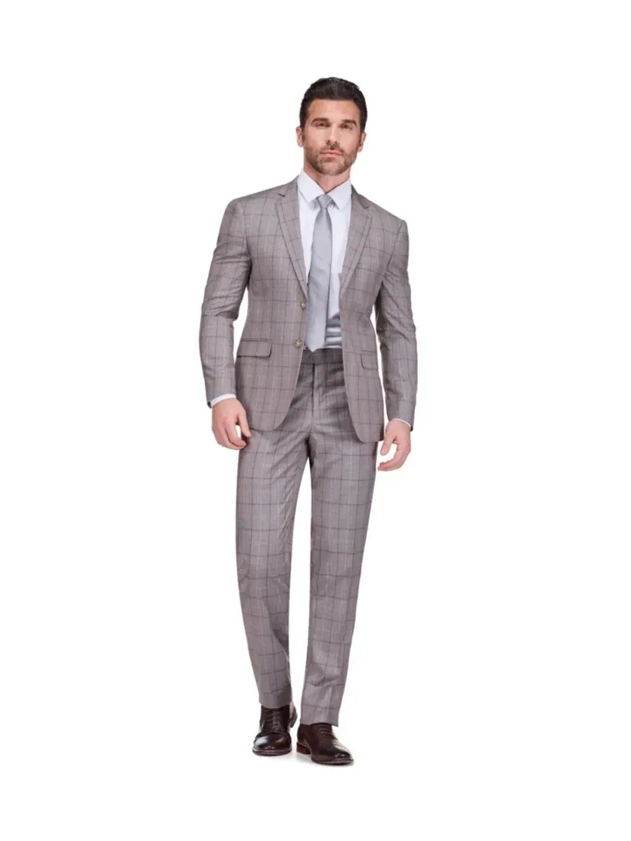 Костюм-двойка Slim Fit с классическим принтом в клетку Gino Vitale — изображение 2 из 3, серый