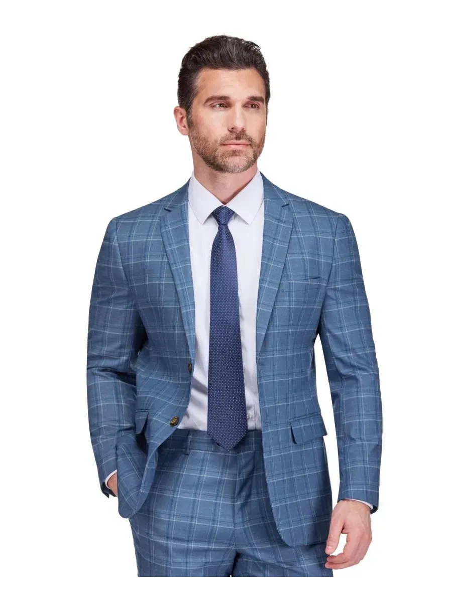 Костюм-двойка Slim Fit с принтом в клетку Gino Vitale — изображение 3 из 3, синий