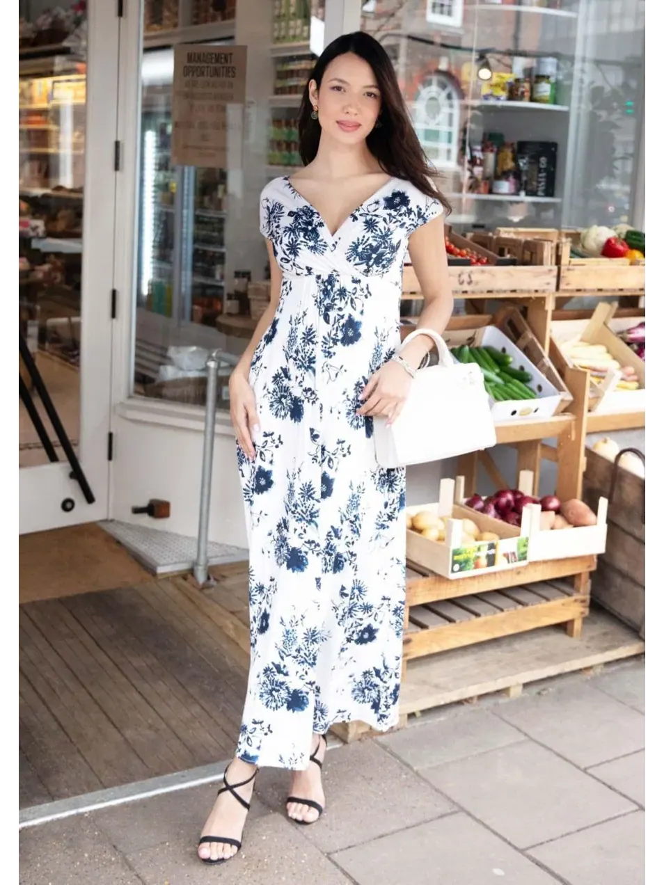Платье-макси с V-образным вырезом Francesca Tiffany Rose Maternity — изображение 4 из 8, синий