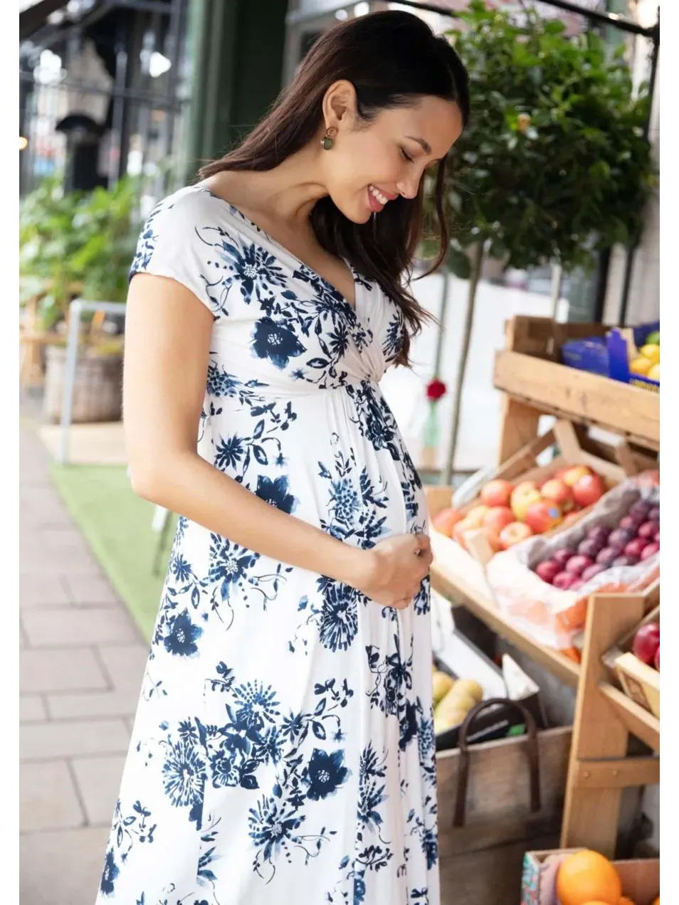 Платье-макси с V-образным вырезом Francesca Tiffany Rose Maternity — изображение 5 из 8, синий