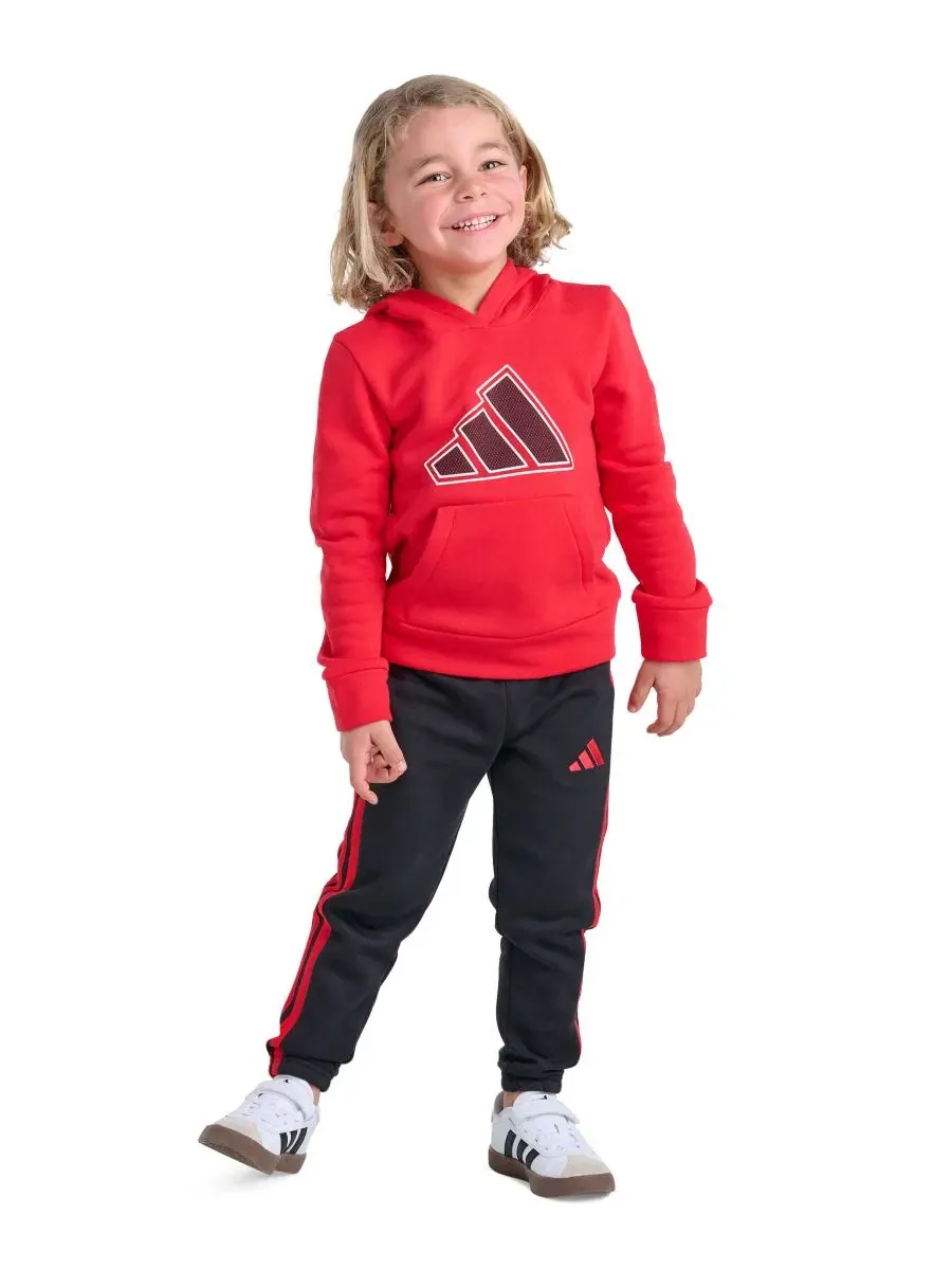 Комплект из свитшота и джоггеров с принтом adidas — изображение 2 из 4, рубин